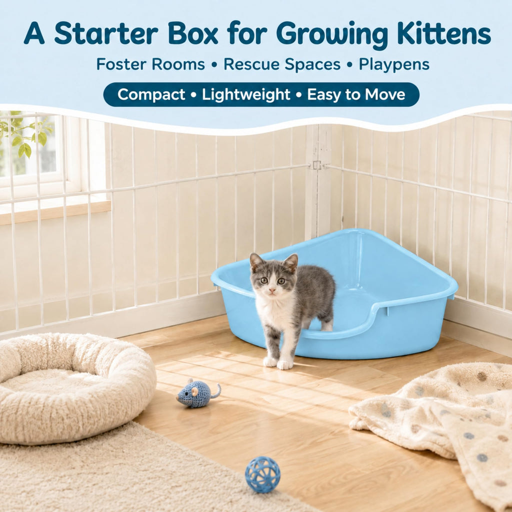 Corner Litter Box, Low Entry Kitten Litter Box E140