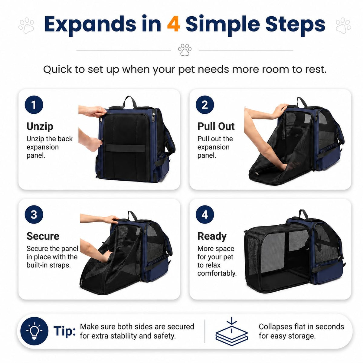 Blue Expandable Cat Carrier Backpack R495