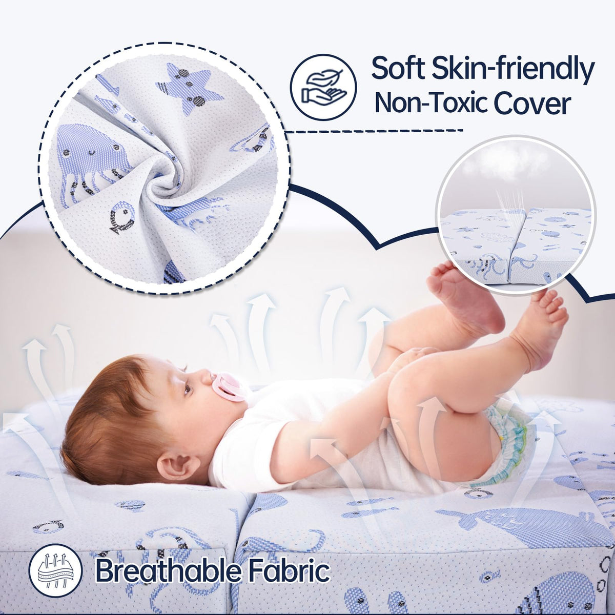 Dual-Sided Memory Foam Trifold Pack and Play Mattress Z49889