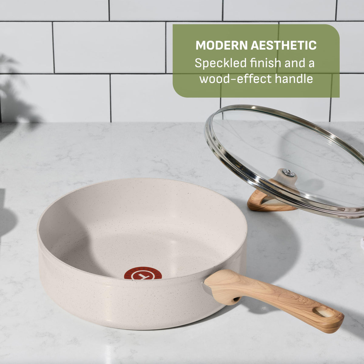 12 Piece Beige Granite Ceramic Nonstick Cookware Set R543