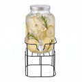 Mason Jar Glass Beverage Dispenser with Metal Stand, 1 Gal U45353