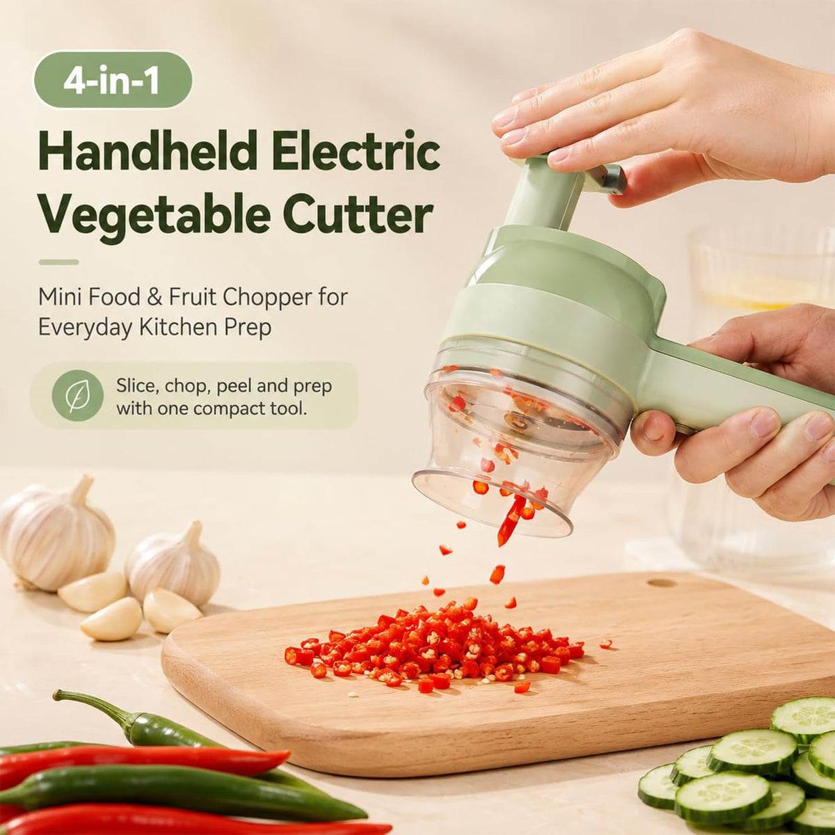 4 in 1 Rechargeable Electric Vegetable Chopper V3637