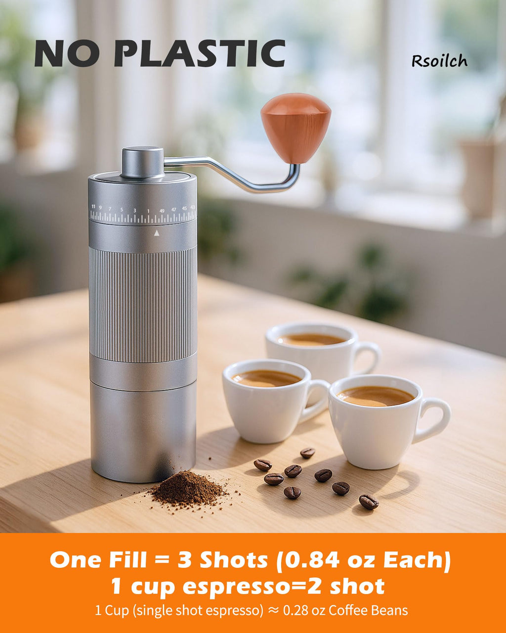 Manual Stainless Steel Conical Burr Coffee Grinder L2298