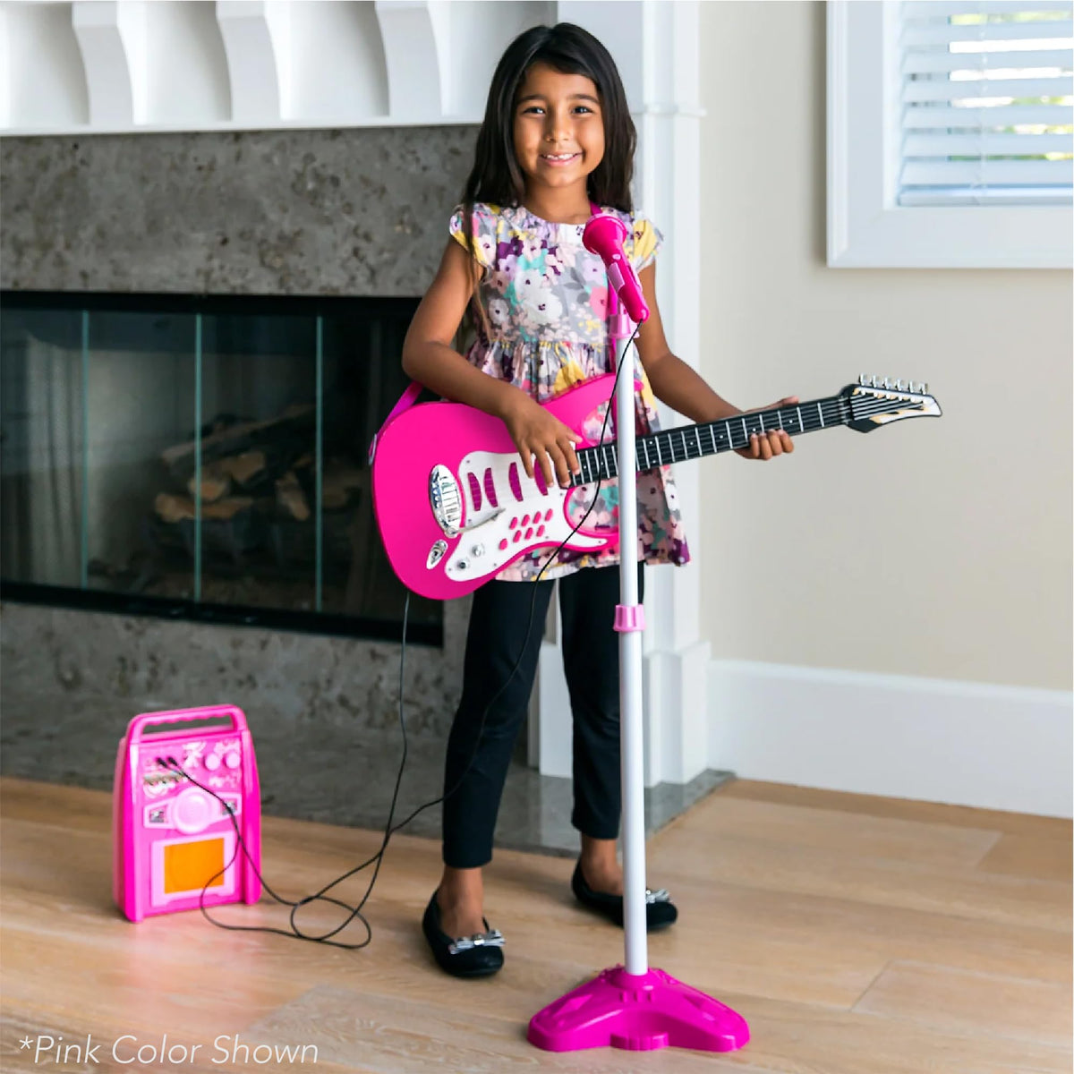 Kids Electric Guitar Set with Microphone & Amp Black M663290