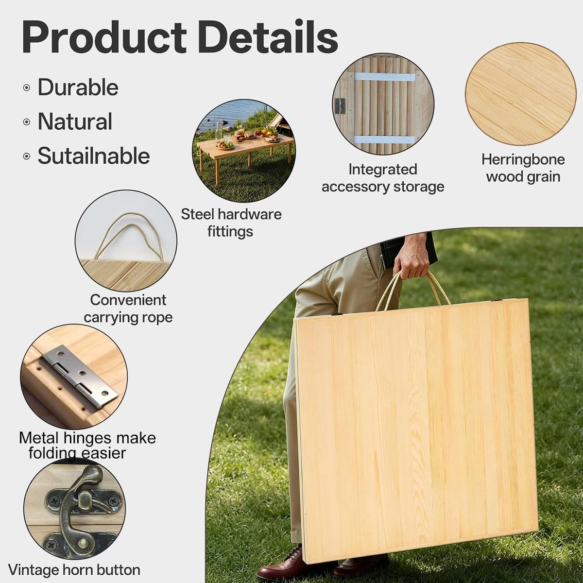 Wood Folding Picnic Table Q995