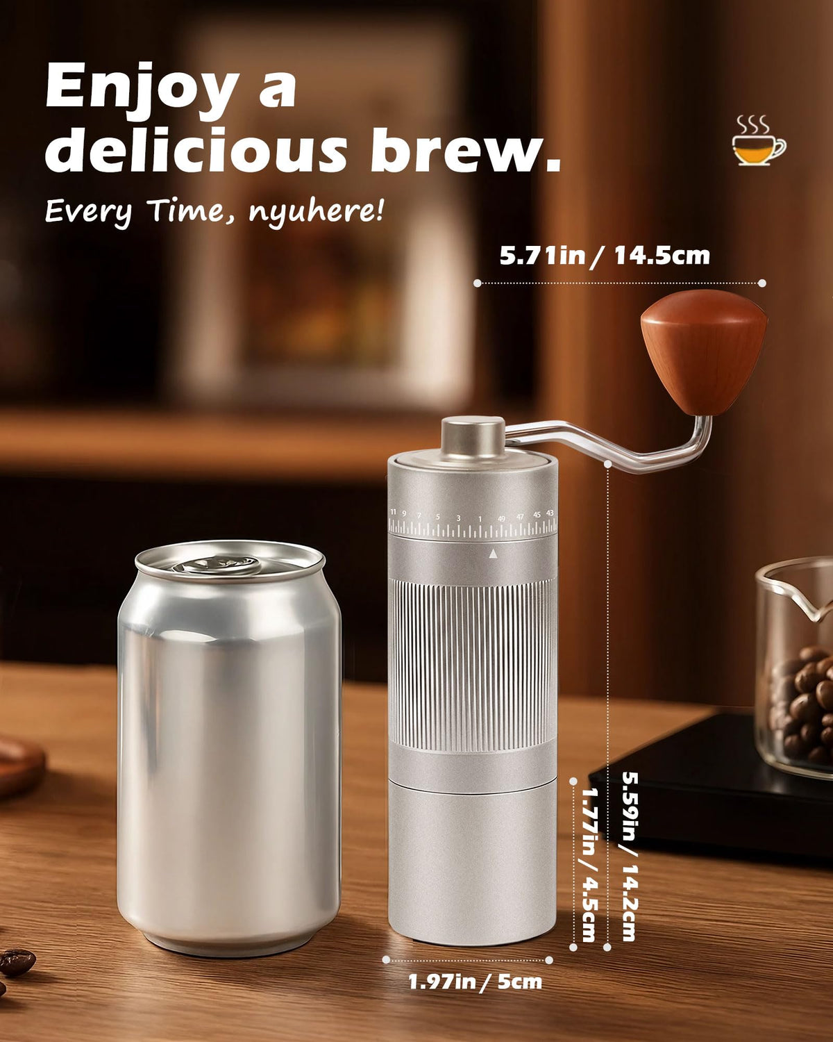 Manual Stainless Steel Conical Burr Coffee Grinder L2298