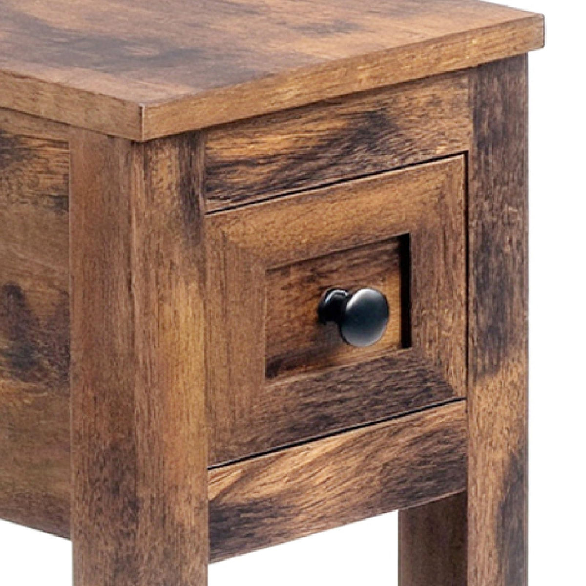 Cherry Chairside Table with Charger and Storage Cabinet A20144