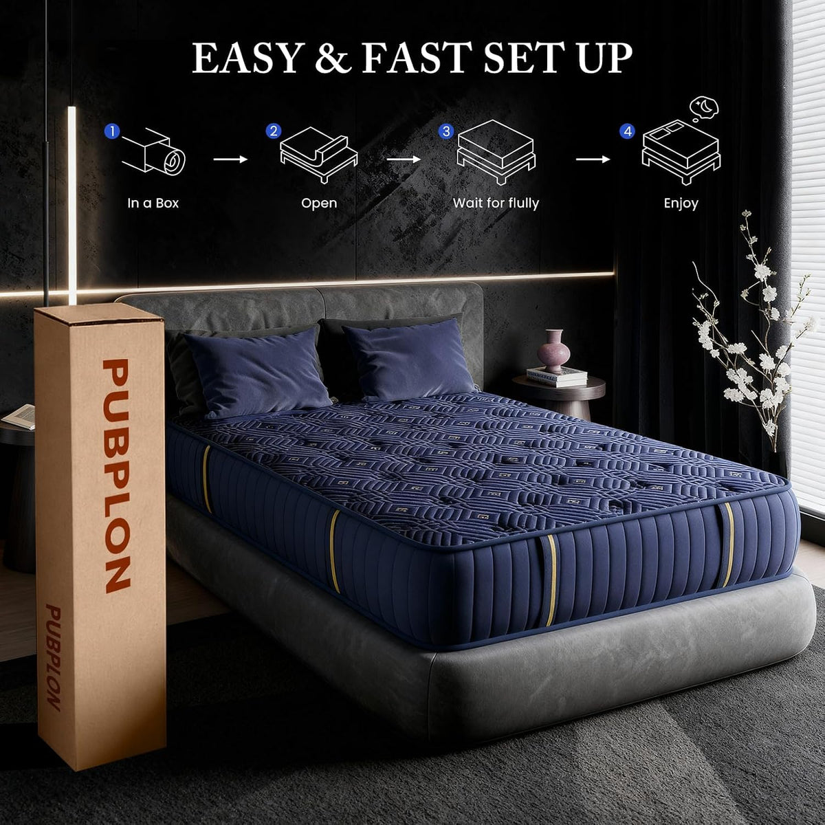 Queen 14 Inch Hybrid Gel Memory Foam Mattress in a Box P718