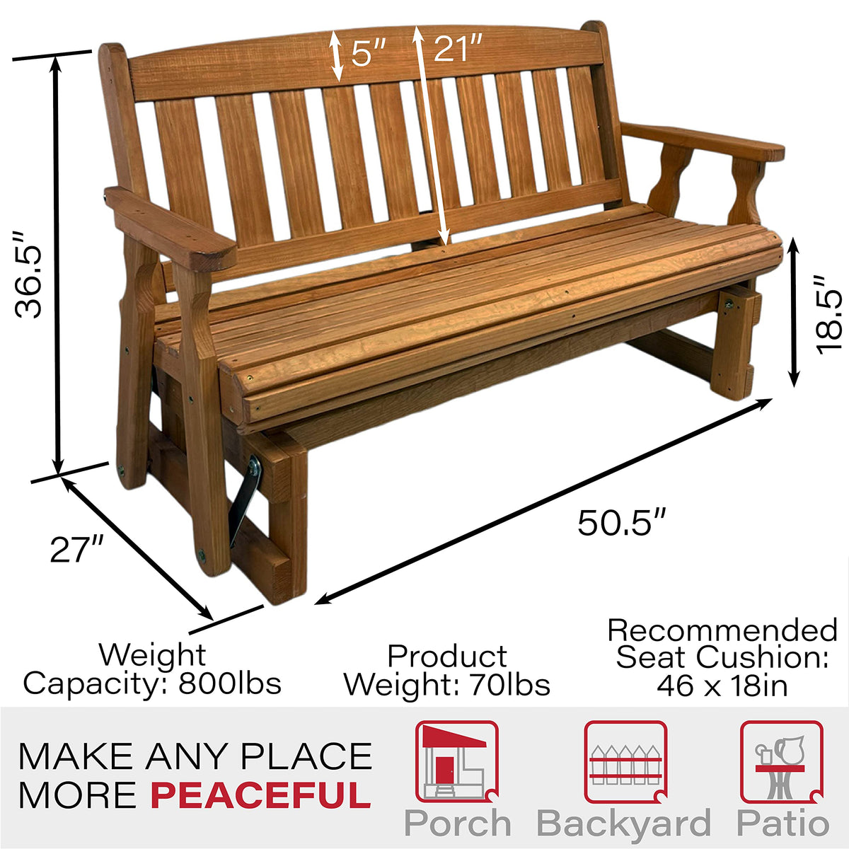 Heavy Duty Pressure Treated Porch Glider S4988