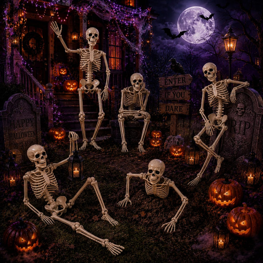 5.4 ft Posable Halloween Skeleton with Movable Joints F573374