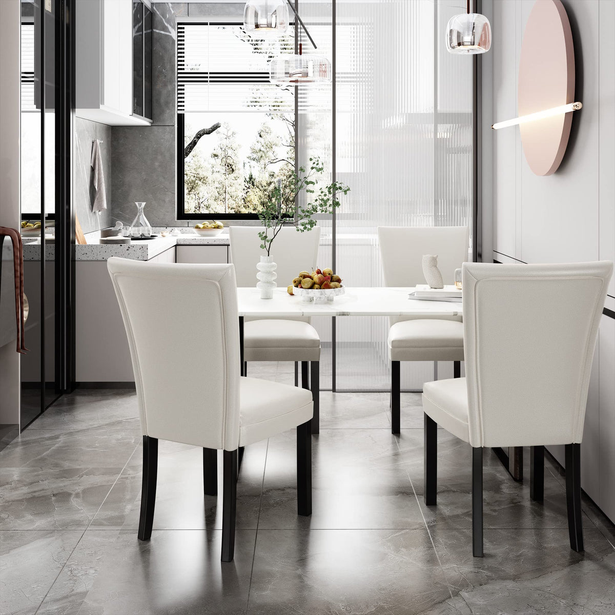 Faux Leather Upholstered Dining Chairs Set of 2 M6022