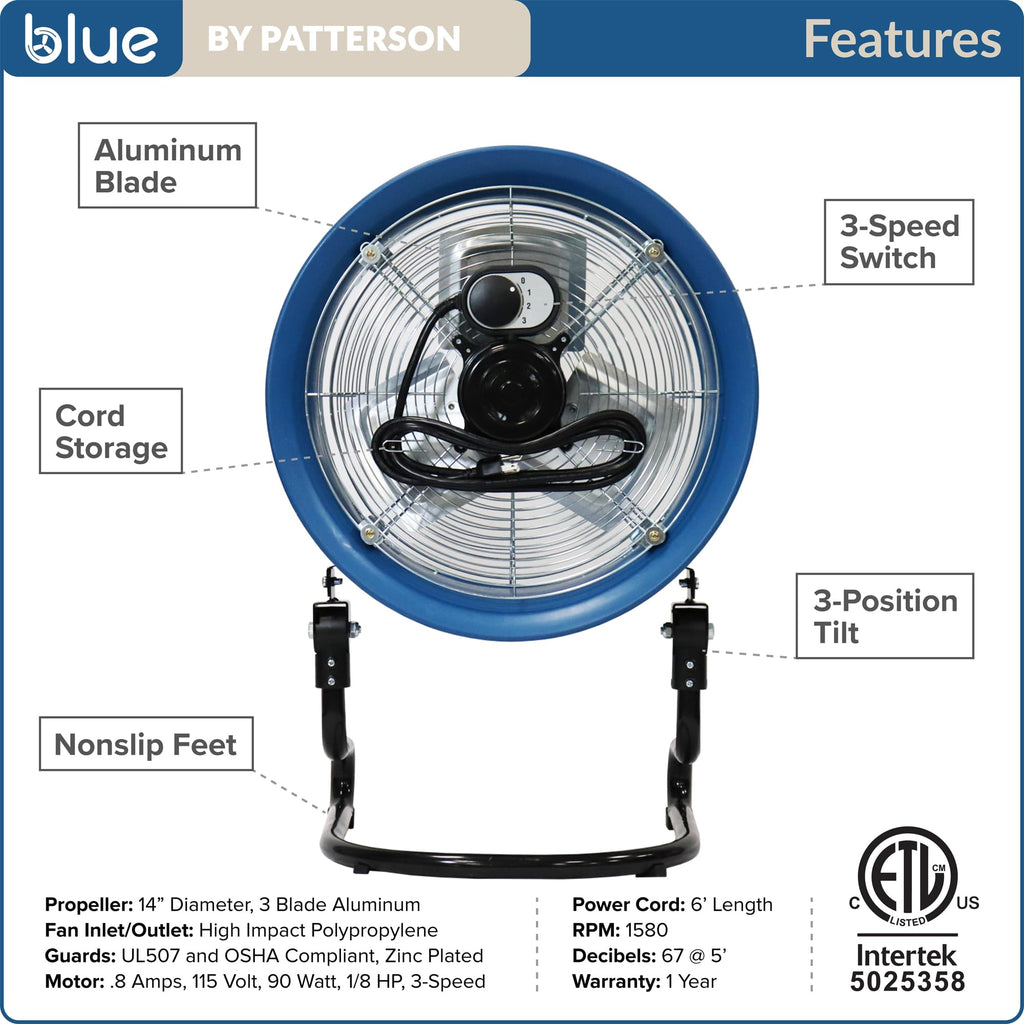 Blue 20-Inch 3-Speed Floor Fan G4715