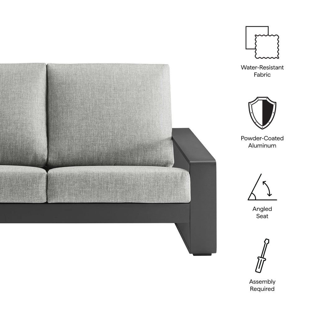 Light Gray Aluminum Outdoor Loveseat with Removable Cushions W17274