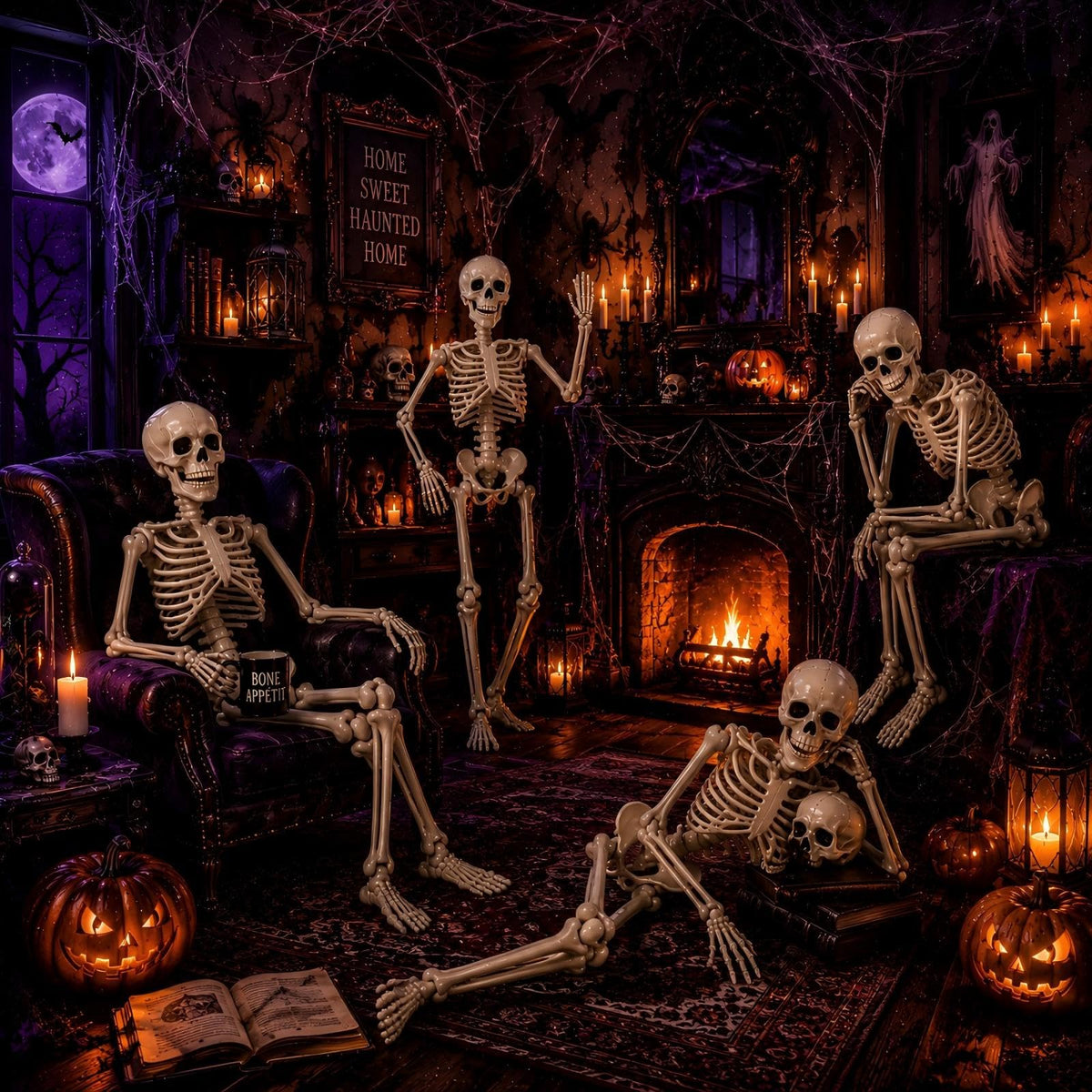 5.4 ft Posable Halloween Skeleton with Movable Joints F573374