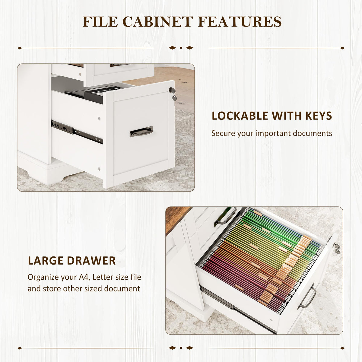 55'' White Farmhouse Desk with Drawers I33866