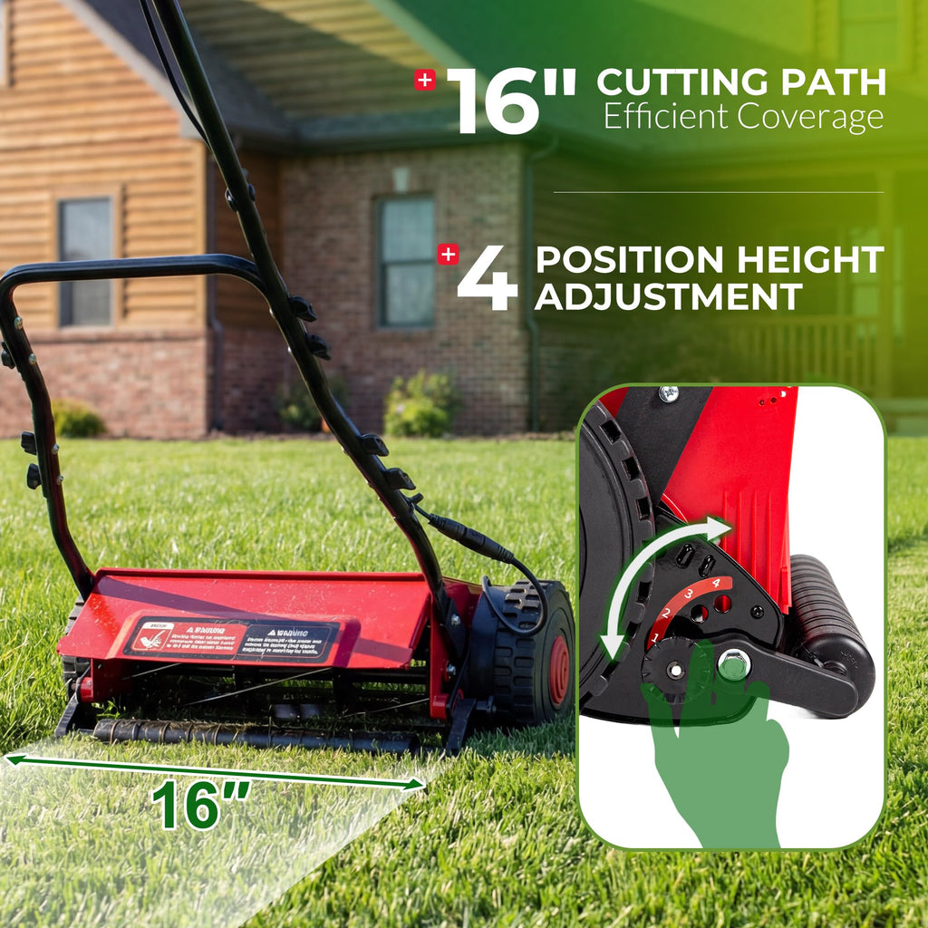16-Inch Cordless Electric Reel Lawn Mower with 2 Batteries E8582