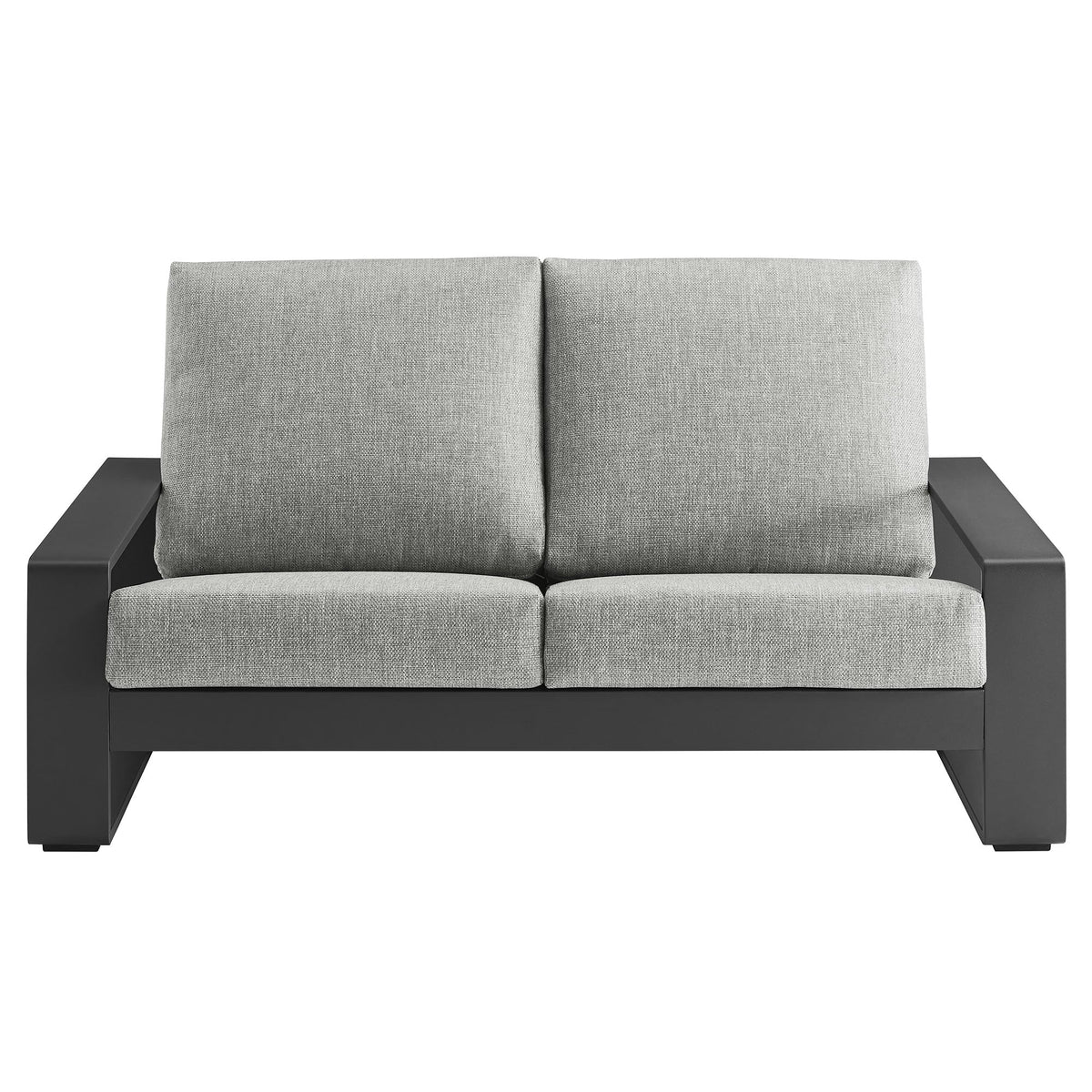 Light Gray Aluminum Outdoor Loveseat with Removable Cushions W17274