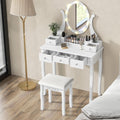 White Makeup Vanity Table with Lighted Mirror and Stool T5990