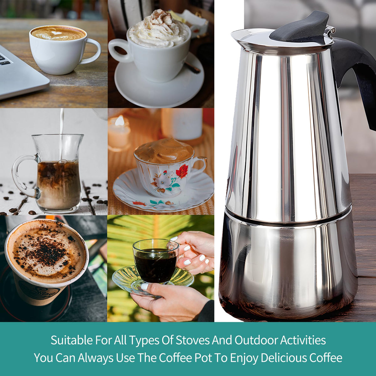 Stainless Steel Stovetop Espresso Maker 300ml 6 cup L70312