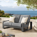 Light Gray Aluminum Outdoor Loveseat with Removable Cushions W17274