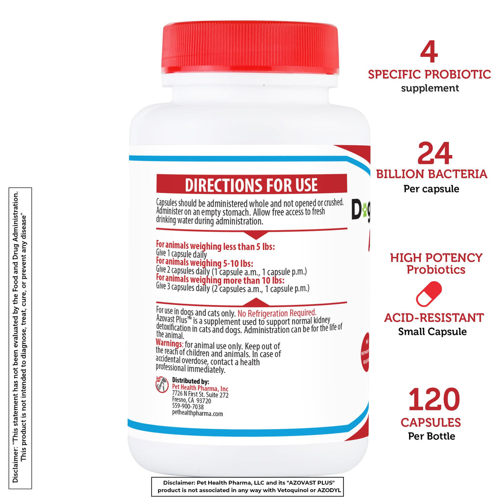 Kidney Probiotic Supplement for Dogs Cats 24 Billion CFU 120 Caps E83849