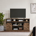Natural Brown Wood TV Stand with Sliding Barn Door R9490