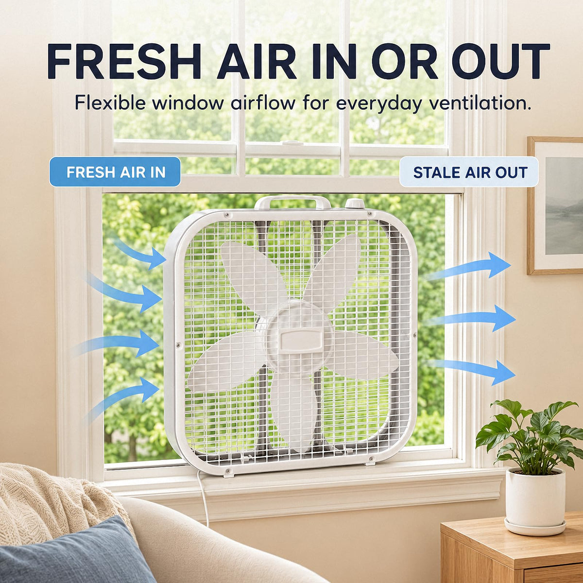 20 Inch 3-Speed White Box Fan B447685
