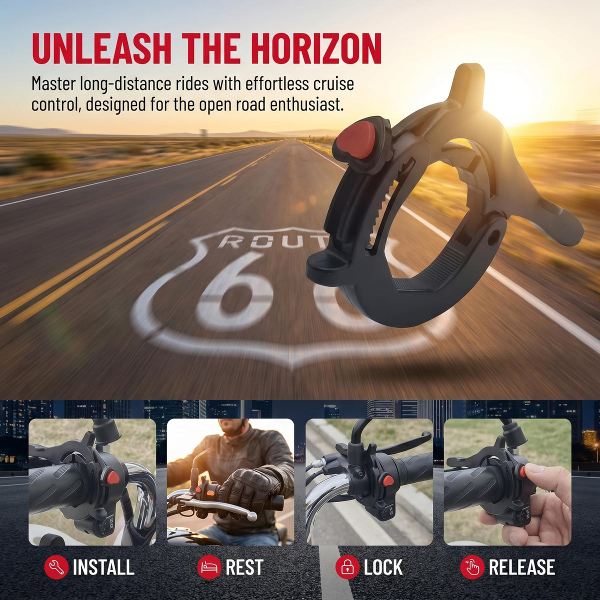 Motorcycle Throttle Cruise Control Assist Booster Anti-Slip Clamp (Black) Q786