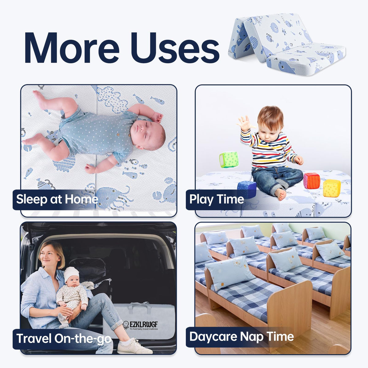 Dual-Sided Memory Foam Trifold Pack and Play Mattress Z49889