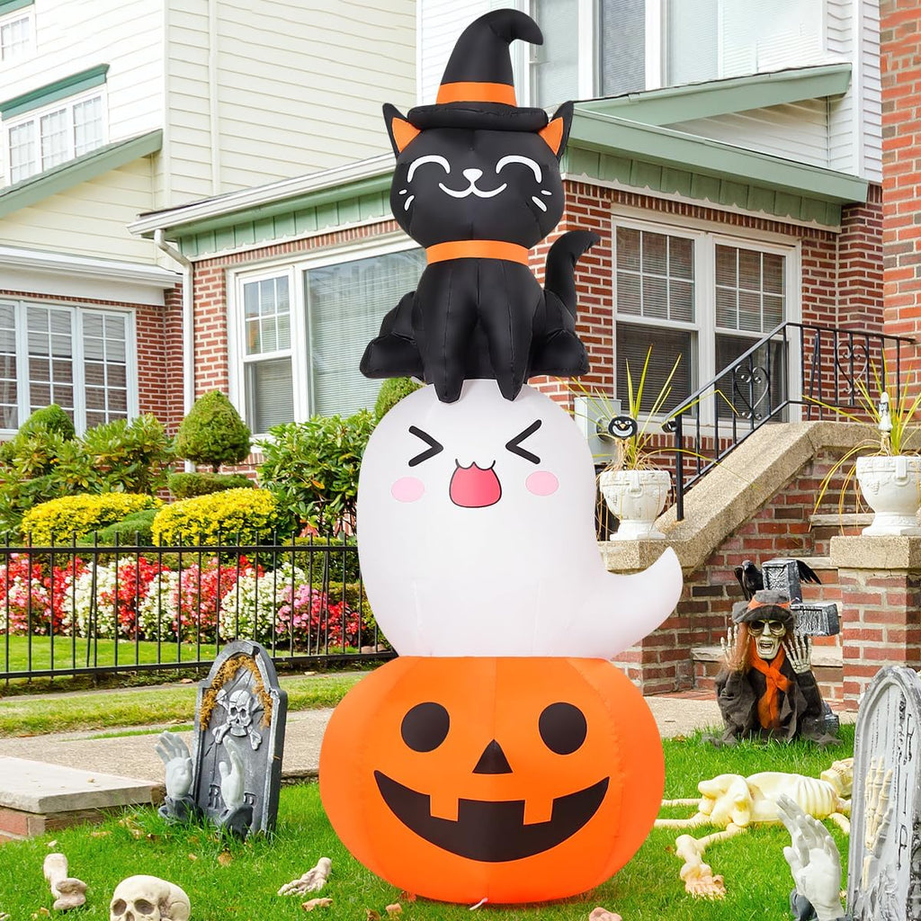 6 FT Halloween Inflatables Pumpkin Ghost Cat Outdoor Decorations T3053