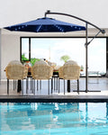 10 ft Navy Blue Cantilever Umbrella with Solar Lights Q747