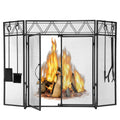Black Fireplace Screen with Tools Kit & Door W10578