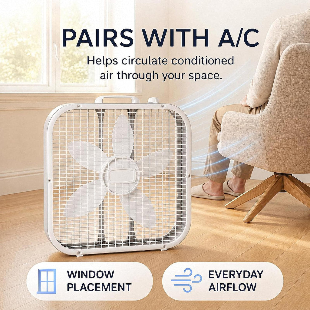 20 Inch 3-Speed White Box Fan B447685