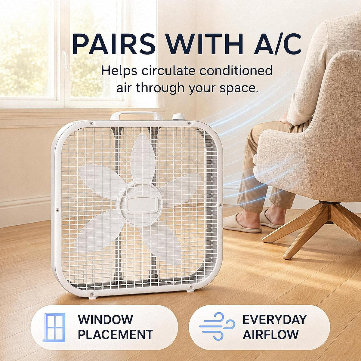 20 Inch 3-Speed White Box Fan B447685