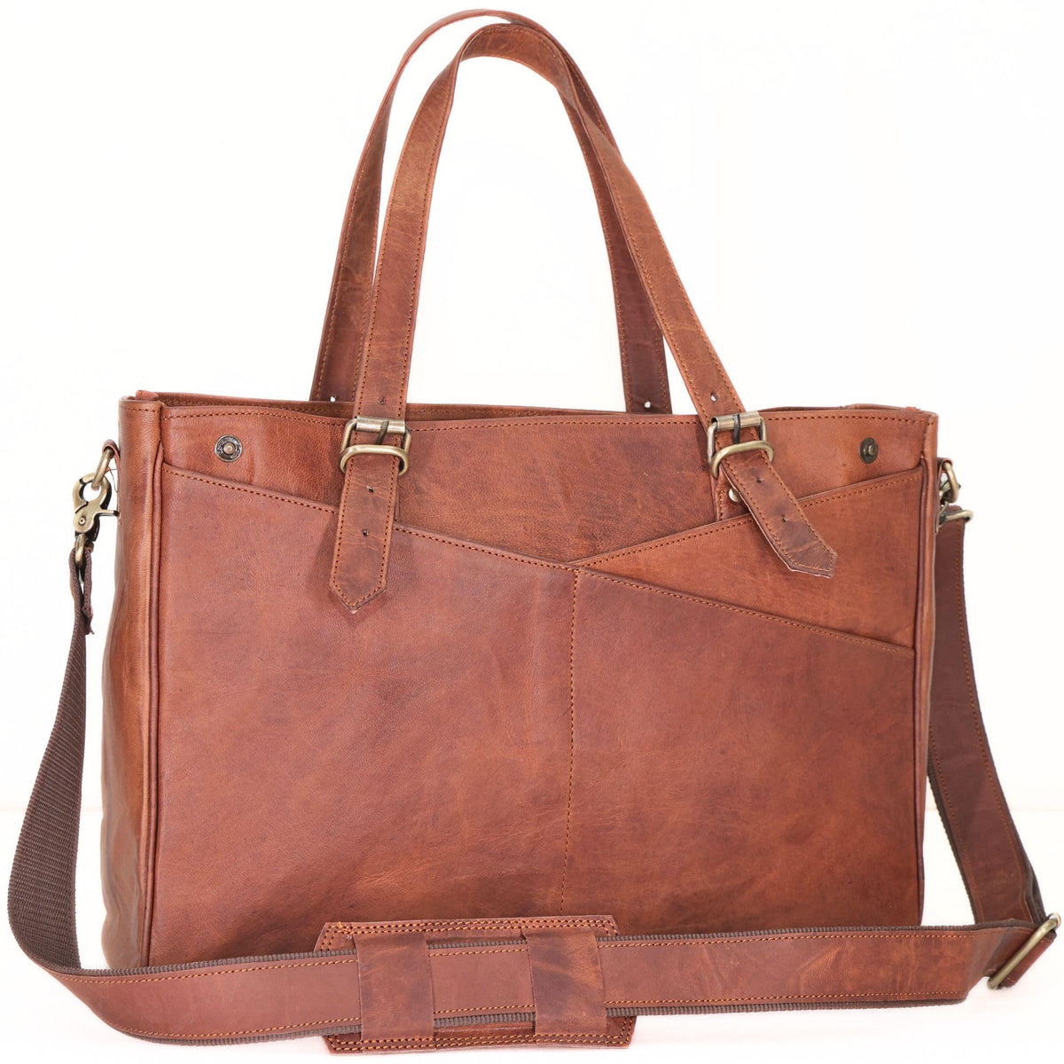 17-inch Large Brown Genuine Leather Laptop Bag L70298