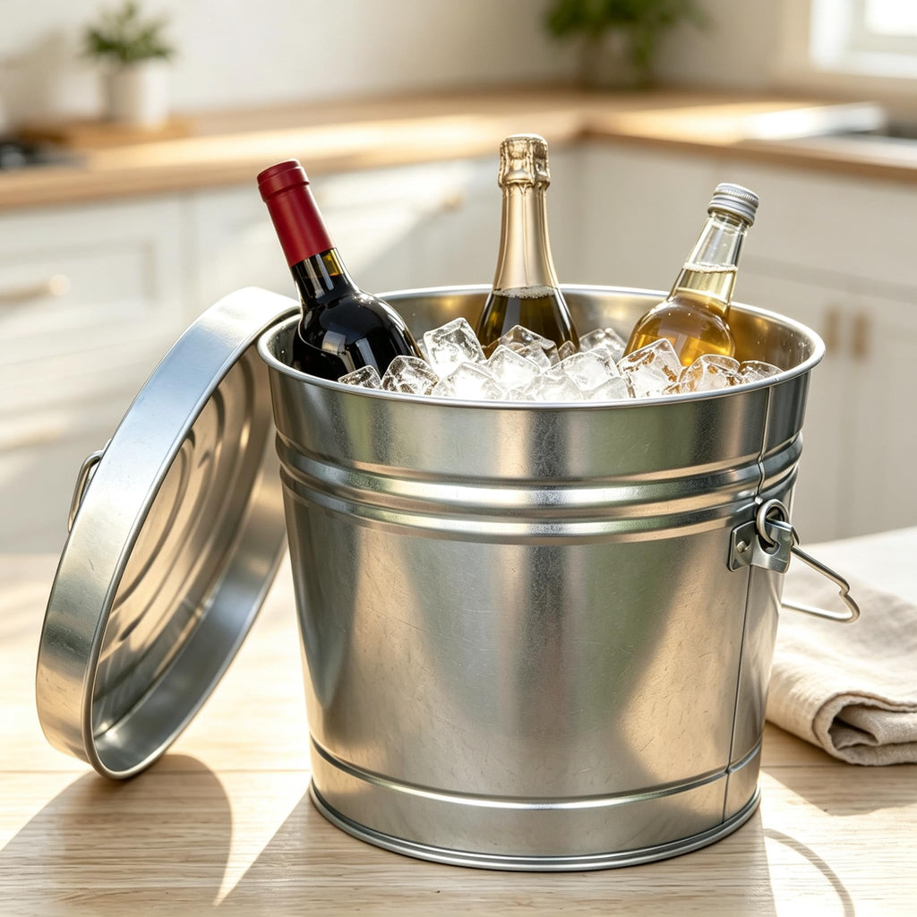 6 Gal Galvanized Steel Storage Can with Locking Lid F20195