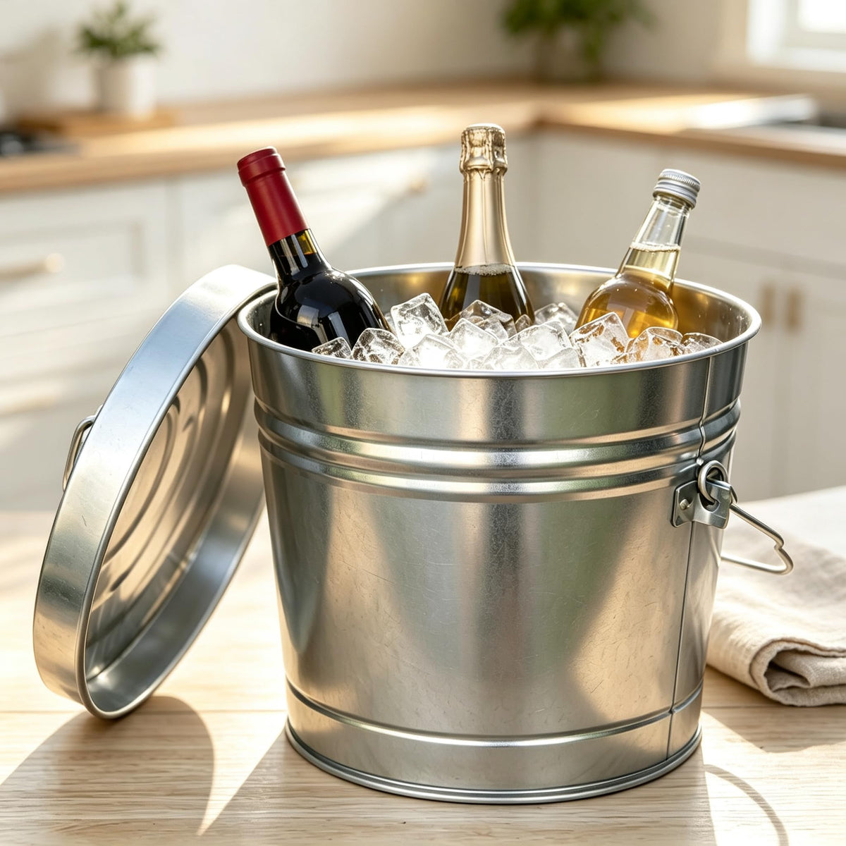 6 Gal Galvanized Steel Storage Can with Locking Lid F20195