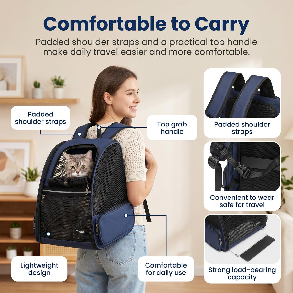 Blue Expandable Cat Carrier Backpack R495