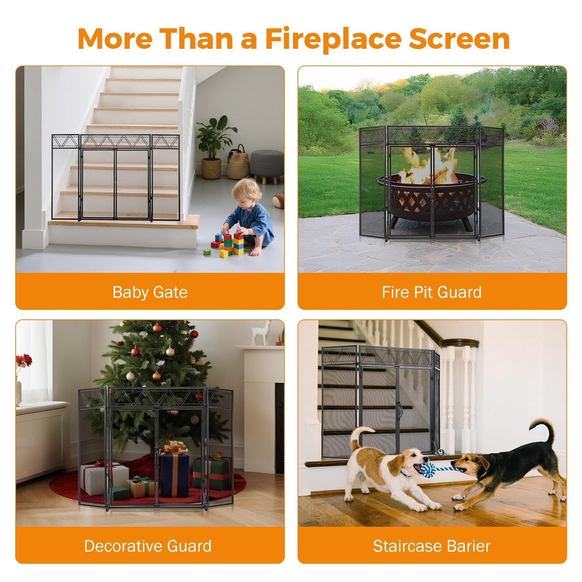 Black Fireplace Screen with Tools Kit & Door W10578