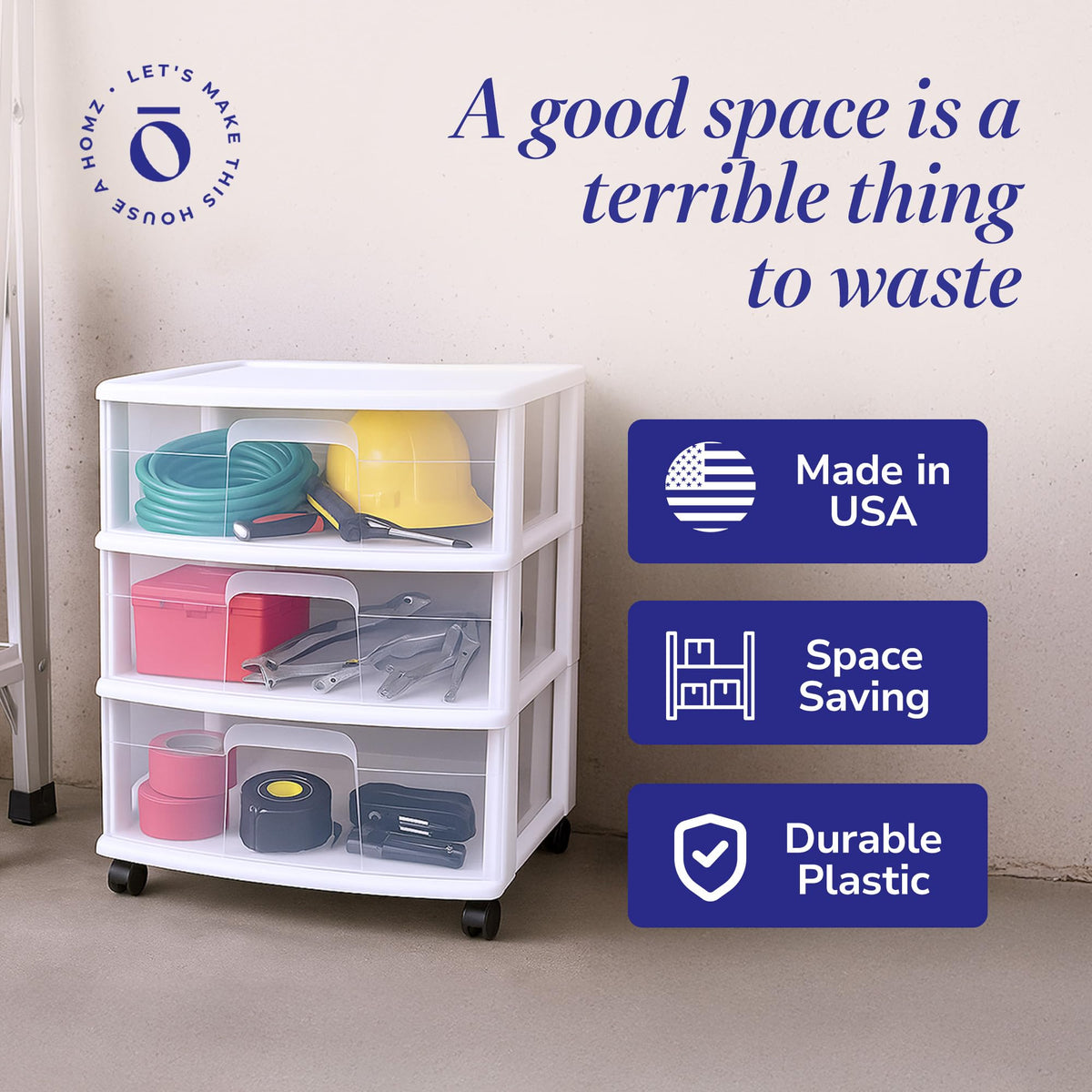 3-Tier Storage Cart with Removable Wheels Z7900