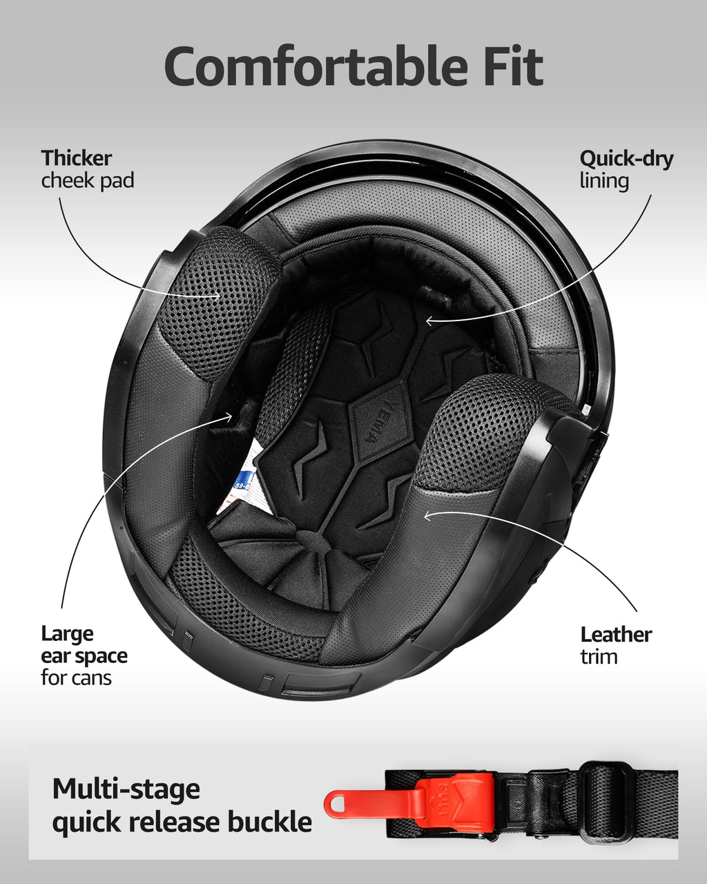 Open Face 3/4 Motorcycle Helmet DOT Approved Dual Visor P5601