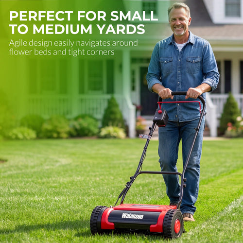 16-Inch Cordless Electric Reel Lawn Mower with 2 Batteries E8582