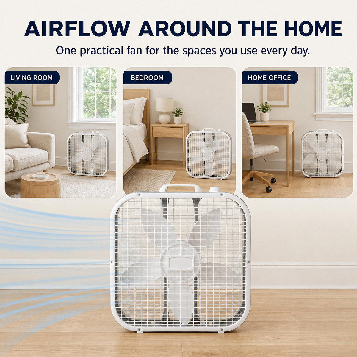 20 Inch 3-Speed White Box Fan B447685