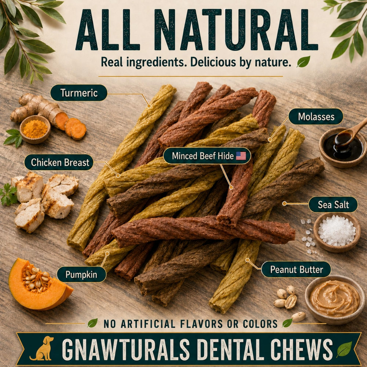 Twisted Sticks Dental Chews for Dogs (5 Sticks, Pumpkin) N48855