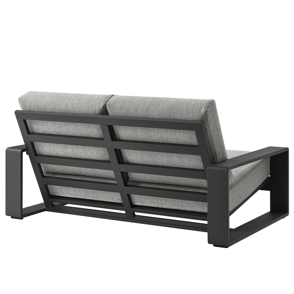 Light Gray Aluminum Outdoor Loveseat with Removable Cushions W17274