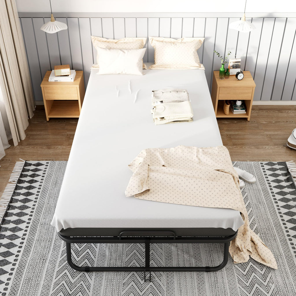 Folding Bed with Mattress Metal Frame Cot Size S365309