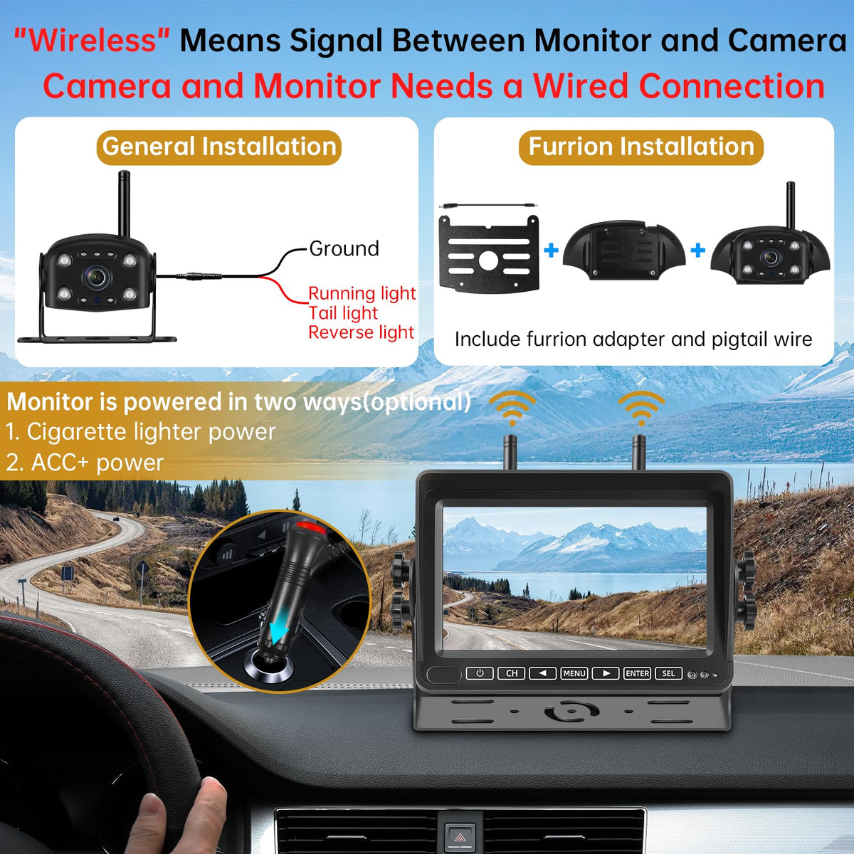 Wireless Backup Camera with 7" 1080P Monitor A7511