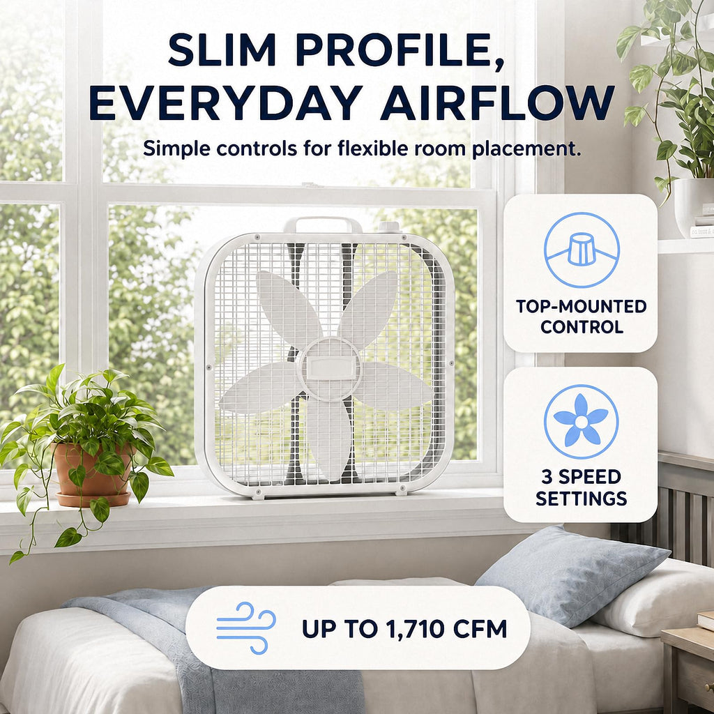 20 Inch 3-Speed White Box Fan B447685