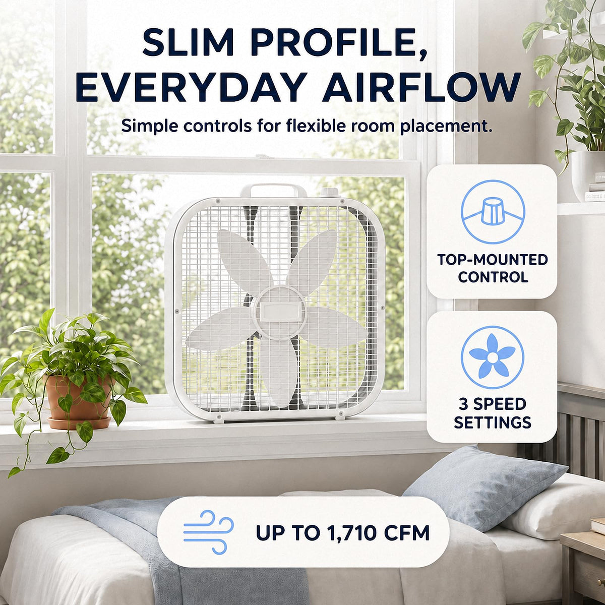 20 Inch 3-Speed White Box Fan B447685