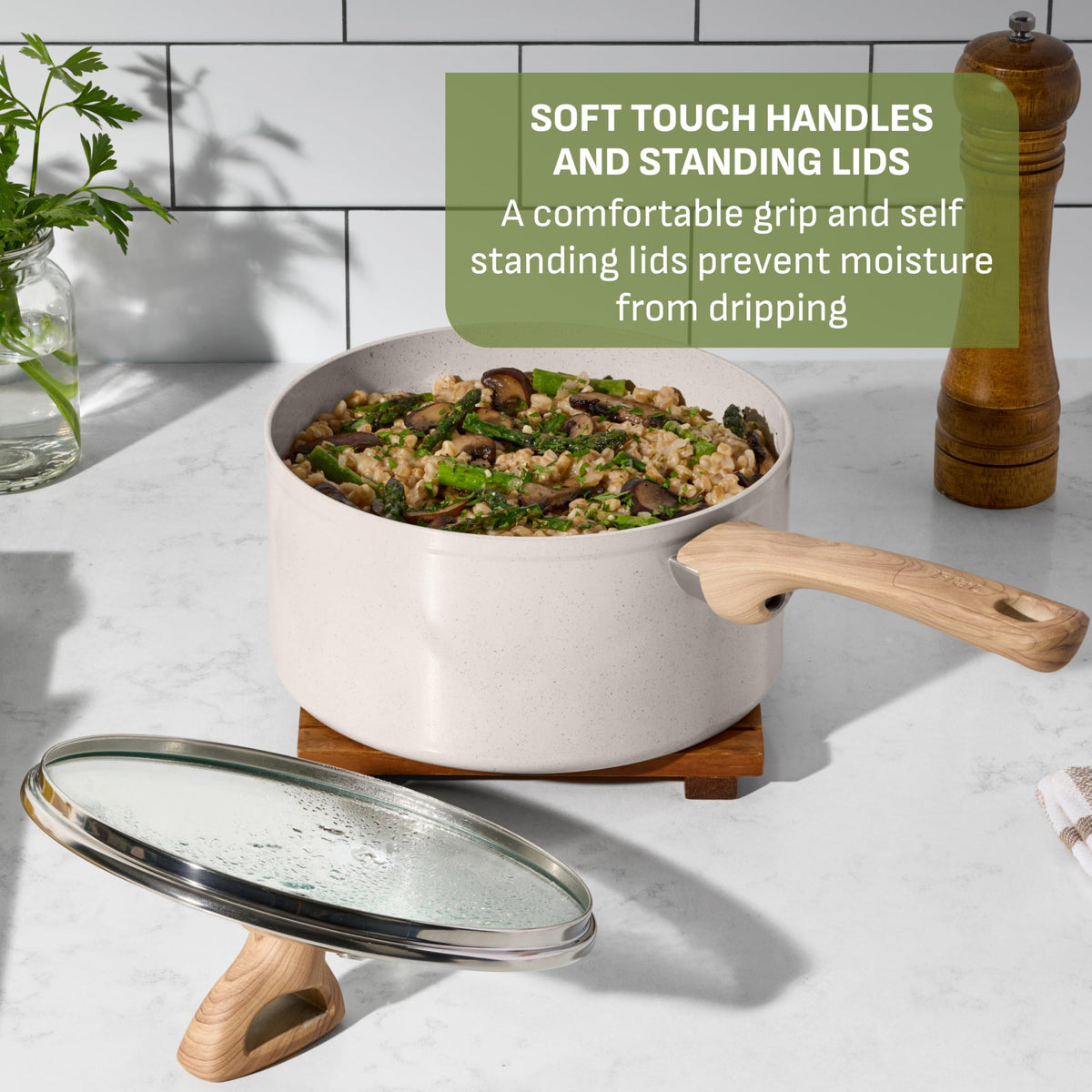 12 Piece Beige Granite Ceramic Nonstick Cookware Set R543